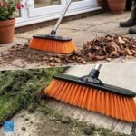 Durable Garden Broom Outdoor Brush with Strong Handle and Stiff PVC Hard Bristle Broom Yard Brush Heavy Duty Outdoor Stiff Sweeping Yard Sweeper for Garden, Patio, Driveway
