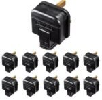 Duty 13 Amp Plug UK Pack of 10 – Black UK 3 Pin Rewireable Mains Plug, BS1363 Fused Replacement Electrical Plug for Extension Leads, Power Tools, Home Appliances &...