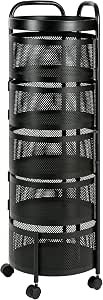 FEFE 4/5 Tier Round Rotating Storage Rack, Kitchen Trolley Storage Cart, Movable and Detachable Vegetable Storage Rack with 360° Wheels, Perfect for Pantry, Bathroom, or Living...