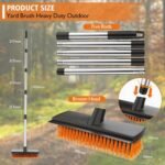 Garden Broom Outdoor Heavy Duty, Garden Brush Outdoor Broom Yard Brush with 10.7" Stiff Broom Head & Squeegee, 57" Long Handle Outside Sweeping Brush for Cleaning Patio, Yard,...