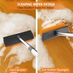 Garden Broom Outdoor Heavy Duty, Garden Brush Outdoor Broom Yard Brush with 10.7" Stiff Broom Head & Squeegee, 57" Long Handle Outside Sweeping Brush for Cleaning Patio, Yard,...