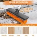 Garden Broom Outdoor Heavy Duty, Garden Brush Outdoor Broom Yard Brush with 10.7" Stiff Broom Head & Squeegee, 57" Long Handle Outside Sweeping Brush for Cleaning Patio, Yard,...