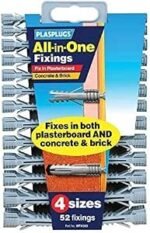 in One Multi Purpose Multi Fix Use Assorted Size Wall Plugs Heavy Duty Raw Rawl Plug Fixings Brick Stone Cement Concrete Hollow Cavity Partition Partitioning Drywall...