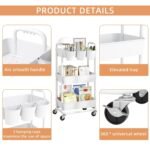 JIUYOTREE 3-Tier Plastic Rolling Storage Cart Utility Cart White