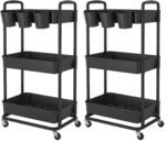 JIUYOTREE 3-Tier Plastic Rolling Storage Cart Utility Cart White