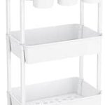 JIUYOTREE 3-Tier Plastic Rolling Storage Cart Utility Cart White