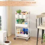 JIUYOTREE 3-Tier Plastic Rolling Storage Cart Utility Cart White