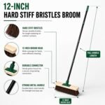 LSC 12'' Outdoor Broom with 140cm Strong Handle Heavy Duty Bassine Yard Broom Stiff Bristle Garden Brush for Sweeping Patios Driveways Decking Paths Garages & Outdoor Areas