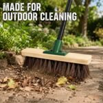 LSC 12'' Outdoor Broom with 140cm Strong Handle Heavy Duty Bassine Yard Broom Stiff Bristle Garden Brush for Sweeping Patios Driveways Decking Paths Garages & Outdoor Areas