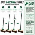 LSC 12'' Outdoor Broom with 140cm Strong Handle Heavy Duty Bassine Yard Broom Stiff Bristle Garden Brush for Sweeping Patios Driveways Decking Paths Garages & Outdoor Areas
