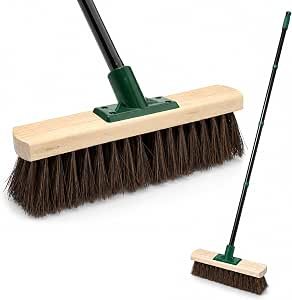 LSC 12'' Outdoor Broom with 140cm Strong Handle Heavy Duty Bassine Yard Broom Stiff Bristle Garden Brush for Sweeping Patios Driveways Decking Paths Garages & Outdoor Areas