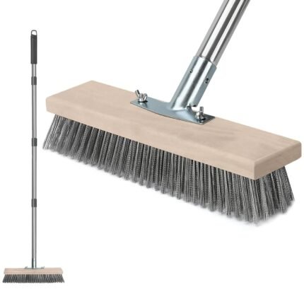 LSC Wire Broom Heavy Duty Outdoor Brush Stiff Bristles Garden Patio 12 inch