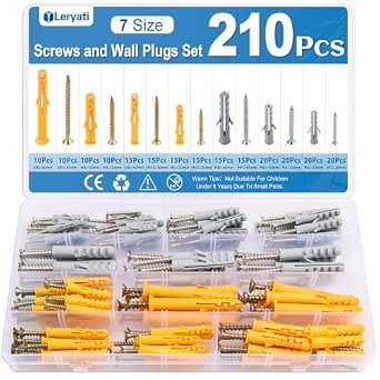 / M6 / M8 Screws and Wall Plugs Set, 210Pcs Wall Plugs and Screw