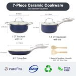 MELENTA Pots and Pans Set Non Stick, 7 Piece Induction Hob Pan Set