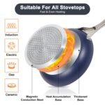MELENTA Pots and Pans Set Non Stick, 7 Piece Induction Hob Pan Set