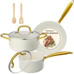 MELENTA Pots and Pans Set Non Stick, 7 Piece Induction Hob Pan Set