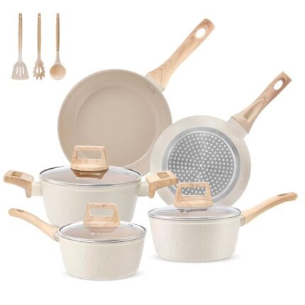 MELENTA Pots and Pans Set Non Stick, Induction Hob Pan Set, Saucepan Set