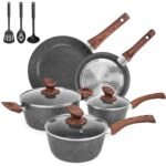 MELENTA Pots and Pans Set Non Stick, Induction Hob Pan Set, Saucepan Set