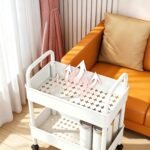 Multibao 3 Tier Storage Trolley Cart on Wheels with Handle Kitchen Bathroom Laundry Narrow Space Rack Space-Saving Mobile Shelving Organizer L35cm x W24cm x H68cm (White)