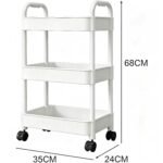 Multibao 3 Tier Storage Trolley Cart on Wheels with Handle Kitchen Bathroom Laundry Narrow Space Rack Space-Saving Mobile Shelving Organizer L35cm x W24cm x H68cm (White)