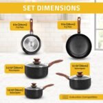 Non-Stick Granite 8 Pcs Cooking Pots and Pans Set Nonstick Cookware Induction Hob pan Set with 20cm, 28cm Frying Pan Set and 20cm,18cm & 16cm Saucepan Set with Lids