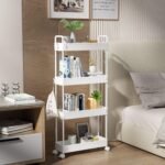 SOLEJAZZ Storage Trolley Cart Slim Rolling Cart Mobile Storage Shelving