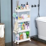 SOLEJAZZ Storage Trolley Cart Slim Rolling Cart Mobile Storage Shelving