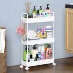 SOLEJAZZ Storage Trolley Cart Slim Rolling Cart Mobile Storage Shelving