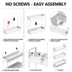 SOLEJAZZ Storage Trolley Cart Slim Rolling Cart Mobile Storage Shelving