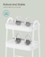 SONGMICS 3-Tier Rolling Cart, Metal Storage Cart, Kitchen Storage Trolley with 2 Brakes and Handles, Utility Trolley, Easy Assembly, for Painting Utensils Bedroom Laundry Room,...