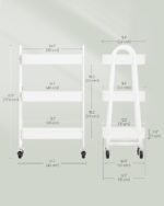 SONGMICS 3-Tier Rolling Cart, Metal Storage Cart, Kitchen Storage Trolley with 2 Brakes and Handles, Utility Trolley, Easy Assembly, for Painting Utensils Bedroom Laundry Room,...