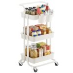 SONGMICS 3-Tier Rolling Cart, Metal Storage Cart, Kitchen Storage Trolley with 2 Brakes and Handles, Utility Trolley, Easy Assembly, for Painting Utensils Bedroom Laundry Room,...