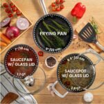 Stick Pots and Pans Set – Induction Hob Pots Set – 5pcs Kitchen Cookware with Lids – Cooking Marble Saucepan Pots and Frying Pans – by Nuovva