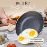 Stick Pots and Pans Set – Induction Hob Pots Set – 5pcs Kitchen Cookware with Lids – Cooking Marble Saucepan Pots and Frying Pans – by Nuovva