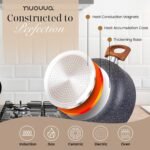 Stick Pots and Pans Set – Induction Hob Pots Set – 5pcs Kitchen Cookware with Lids – Cooking Marble Saucepan Pots and Frying Pans – by Nuovva