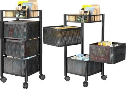Storage Rack Kitchen Bathroom Rotating Vegetable Serving Bath Trolley Cart Shelf | Kitchen Rotating Vegetable Rack