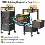 Storage Rack Kitchen Bathroom Rotating Vegetable Serving Bath Trolley Cart Shelf | Kitchen Rotating Vegetable Rack