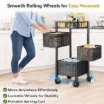 Storage Rack Kitchen Bathroom Rotating Vegetable Serving Bath Trolley Cart Shelf | Kitchen Rotating Vegetable Rack
