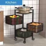 Storage Rack Kitchen Bathroom Rotating Vegetable Serving Bath Trolley Cart Shelf | Kitchen Rotating Vegetable Rack