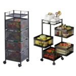 Storage Rack Kitchen Bathroom Rotating Vegetable Serving Bath Trolley Cart Shelf | Kitchen Rotating Vegetable Rack
