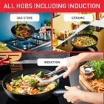 Titanium Non-Stick 5-Piece Induction Pan Set, Glass Lids, Black
