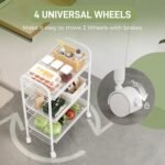 WELDUN 3-Tier Storage Trolley, Meatl Rolling Cart, Mesh Storage Cart White