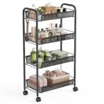 WELDUN 3-Tier Storage Trolley, Meatl Rolling Cart, Mesh Storage Cart White