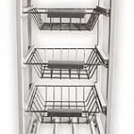 White Wooden 2 & 3 Tier Rolling Kitchen Trolley Basket Organiser Cabinet Cart (3 Basket + 1 Wine Rack)