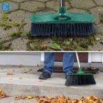 Yard Broom Outdoor Heavy Duty, 10” Garden Broom Synthetic Hard Bristle Brush Head with Strong Handle, Stiff Sweeping Brush Outdoor