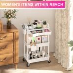 Yeabett 3 Tier Storage Trolley on Wheels, Beauty Trolley with Drawer
