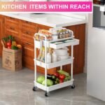 Yeabett 3 Tier Storage Trolley on Wheels, Beauty Trolley with Drawer