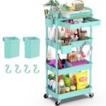 Yeabett 3 Tier Storage Trolley on Wheels, Beauty Trolley with Drawer
