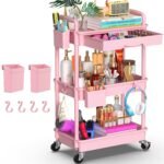 Yeabett 3 Tier Storage Trolley on Wheels, Beauty Trolley with Drawer